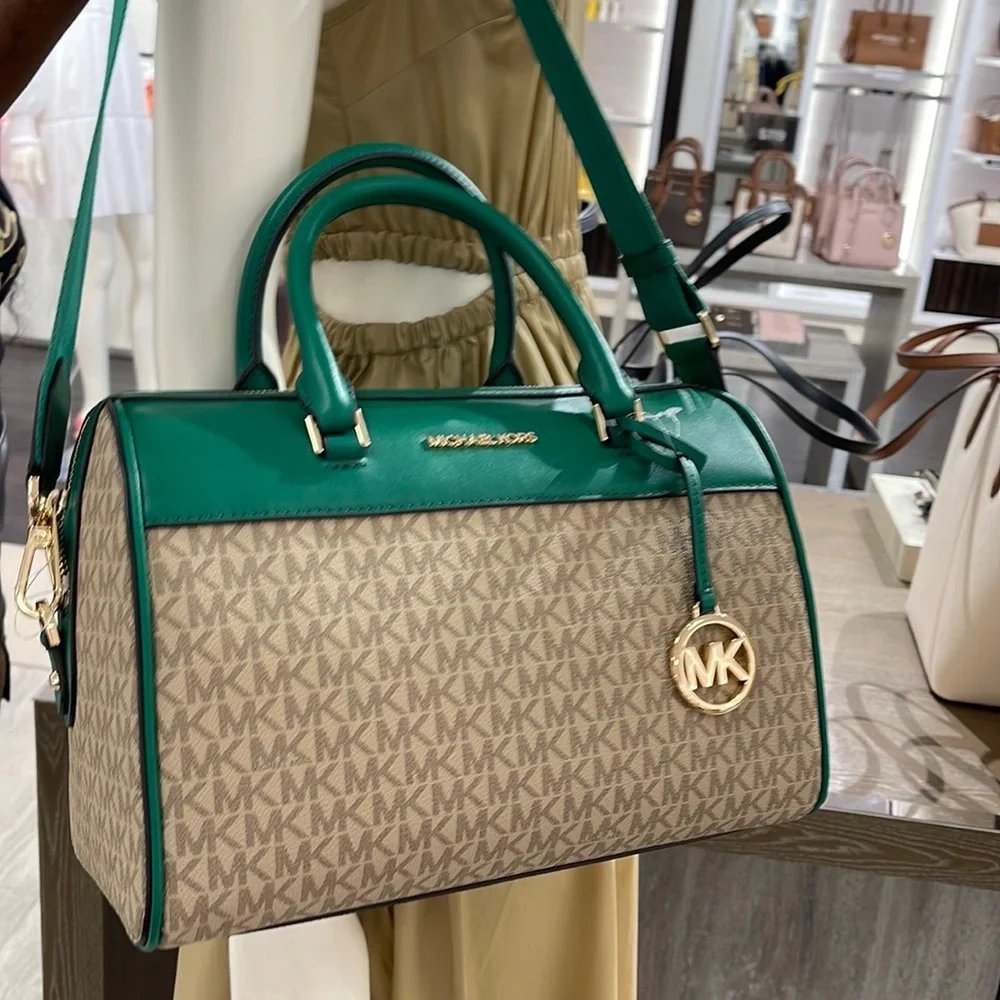 Michael Kors med Duffle Travel - Leather/Coated PALMETTO GREEN  MD DUFFLE NWT